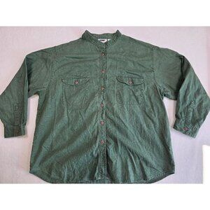 Vintage Gitano Green Linen Cotton Blend Long Sleeve Button-Up Shirt Size 22W